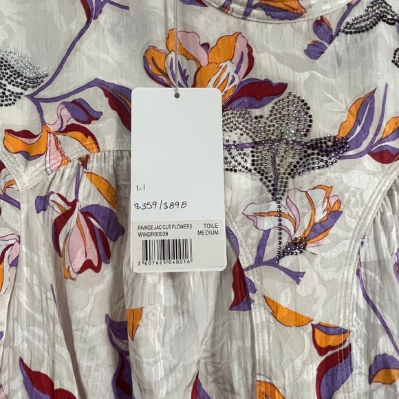 NWT- Zadig & Voltaire Rivage Jac Cut Flowers Silk-Blend Dress - Picture 5 of 5